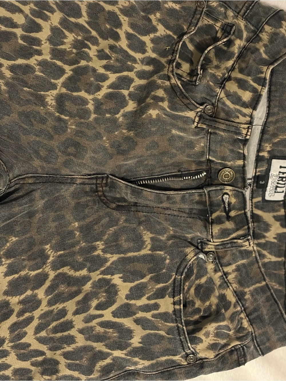Thrill Women's Straight Leg Jeans in Leopard Print Brown and Black